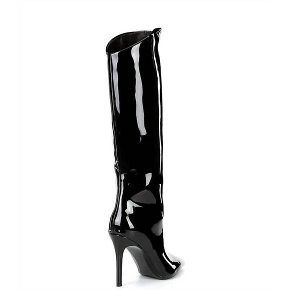 NEW STEVE MADDEN sarina knee high boot in black patent - Picture 2 of 3